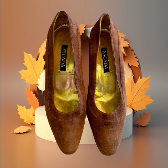 Vintage ESCADA Brown Suede Heels - Picture 15 of 16